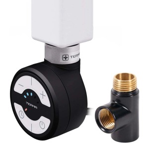 Akcesoria do grzejnika t.b.t. w kolorze czarnym i srebrnym.