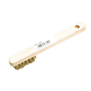 Szczotka do świec zapłonowych LUX Classic, 14,5 cm, z drutu mosiężnego i drewnianą rączką.