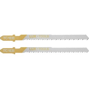 Dwa brzeszczoty LUX do wyrzynarki do drewna, chwyt T, 75 mm, do cięć krzywoliniowych i wstecznych.