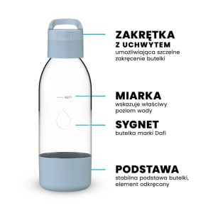 Dafi Butelka do saturatora PushAir lazurowa z uchwytem - 0,5 l