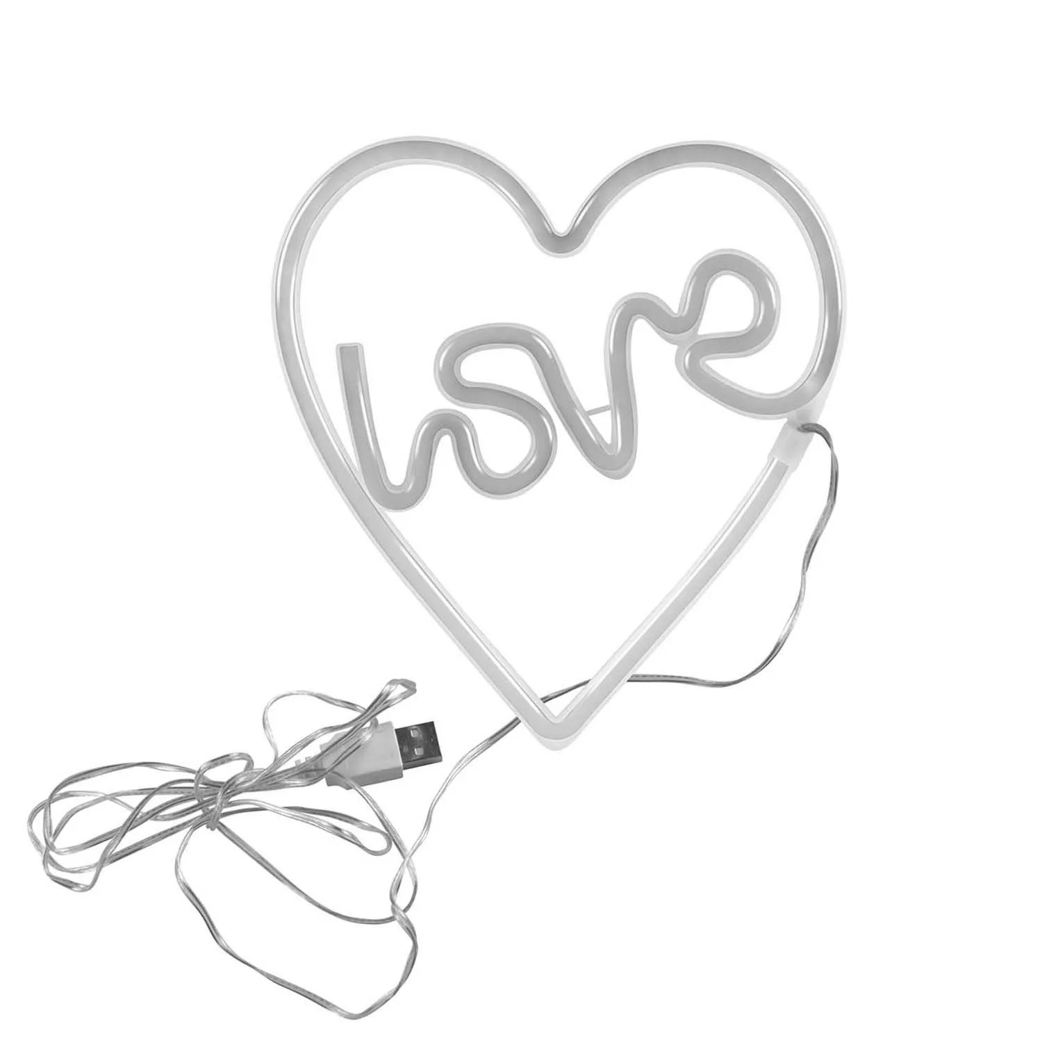 Goldlux Neon LED SERCE LOVE USB-A 3W zasilany bateriami 3xAA