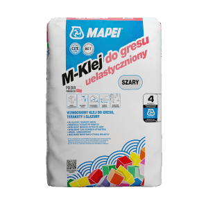 Klej do płytek Mapei M-Klej, szary, elastyczny, do gresu, terakoty i glazury.