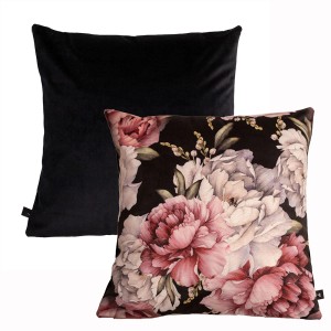Dekoracyjne poduszki t.b.t.: Czarny i kwiatowy wzór, idealne do salonu i sypialni.