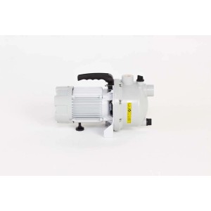 Szara pompa do oczka wodnego z czarnym uchwytem do stawów ogrodowych.