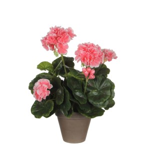Sztuczna pelargonia w kolorze brzoskwiniowym w doniczce, Ø 20x34 cm. Dekoracyjna roślina doniczkowa, kwitnąca przez cały rok.
