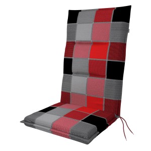 Poduszka na krzesło ogrodowe Doppler Spot D.6118, antracytowo-szaro-czerwona w kratę, 48x118 cm.