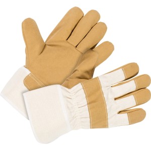 Rękawica robocza brązowo-beżowa, rozmiar 10, do prac ogrodowych i majsterkowania.