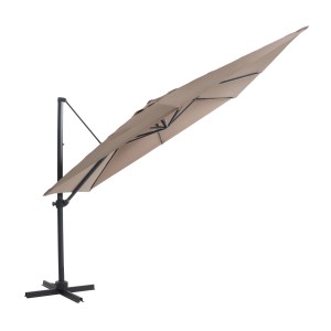 Parasol ogrodowy OBI Tampico, taupe, 300x300 cm, z funkcją obrotu i pochylania dla optymalnej ochrony przed słońcem.