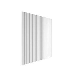 Biały front szafki kuchennej t.b.t. z pionowymi rowkami do nowoczesnej kuchni.