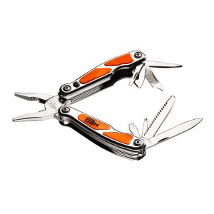 Wielofunkcyjne narzędzie t.b.t. z kombinerkami, nożem, piłą i śrubokrętem. Idealne w podróży.
