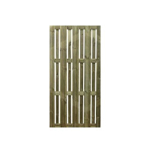 Drewniany panel ogrodzeniowy t.b.t. do ogrodu, wykonany z lazurą drewna z pionowymi listwami.