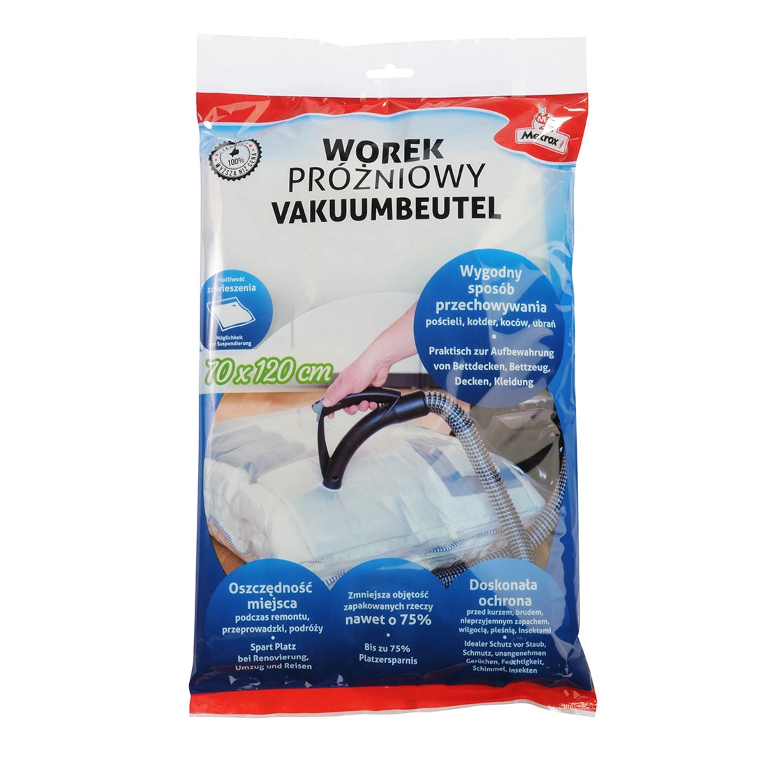 Worek próżniowy z wieszakiem 70 cm x 120 cm