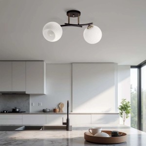 Candellux Lampa sufitowa CALMO 2xE27 40W brunatno-biała