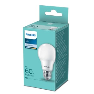 Żarówka LED E27 Philips w opakowaniu, zimna biel, 8W odpowiada 60W