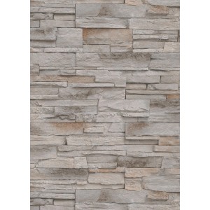 Tapeta flizelinowa Erismann Stones Klein beżowa z efektem kamienia na ścianę.