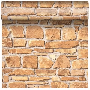 Rolka tapety z efektem brązowego kamienia. Dekoracyjny wzór ściany z motywem kamienia naturalnego.