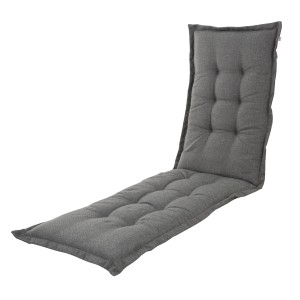 Szara poduszka na leżak ogrodowy z guzikami dla wysokiego komfortu.