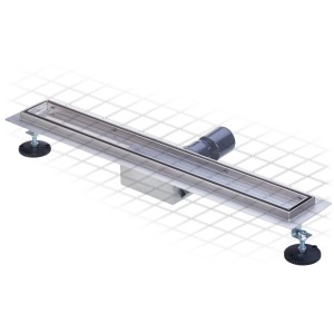 t.b.t. Odwodnienie liniowe prysznicowe ze stali nierdzewnej ze stopkami montażowymi i przyłączem odpływowym.