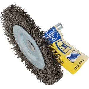 LUX Szczotka tarczowa 75 mm gruba do usuwania rdzy i lakieru z metalu i stali.