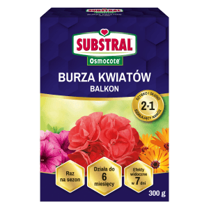 Nawóz Substral 'Burza Kwiatów Balkon' do roślin doniczkowych i balkonowych.