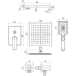 Valvex System prysznicowa podtynkowa Soho czarny