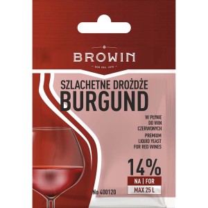 Browin Burgundzkie drożdże winiarskie do wina czerwonego do 25L. Płynne drożdże premium do winiarstwa.