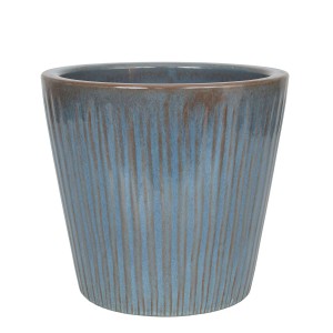Donica Stripes szkliwiona błękitna - 20x18 cm
