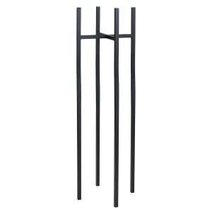 Minimalistyczny czarny metalowy stojak na kwiaty.