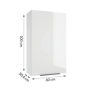 Biała szafka wisząca z kategorii zestawy mebli kuchennych z wymiarami.