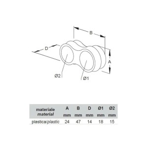 Rysunek techniczny: odbojnik do drzwi t.b.t. z wymiarami (24x47x14 mm).