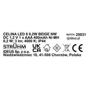Struhm Lampa solarna do postawienia CELINA LED 0,2W 4000K 3lm IP44 beżowa