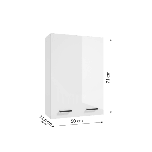 Biała szafka wisząca t.b.t. do łazienki, 50x71x21,6 cm.