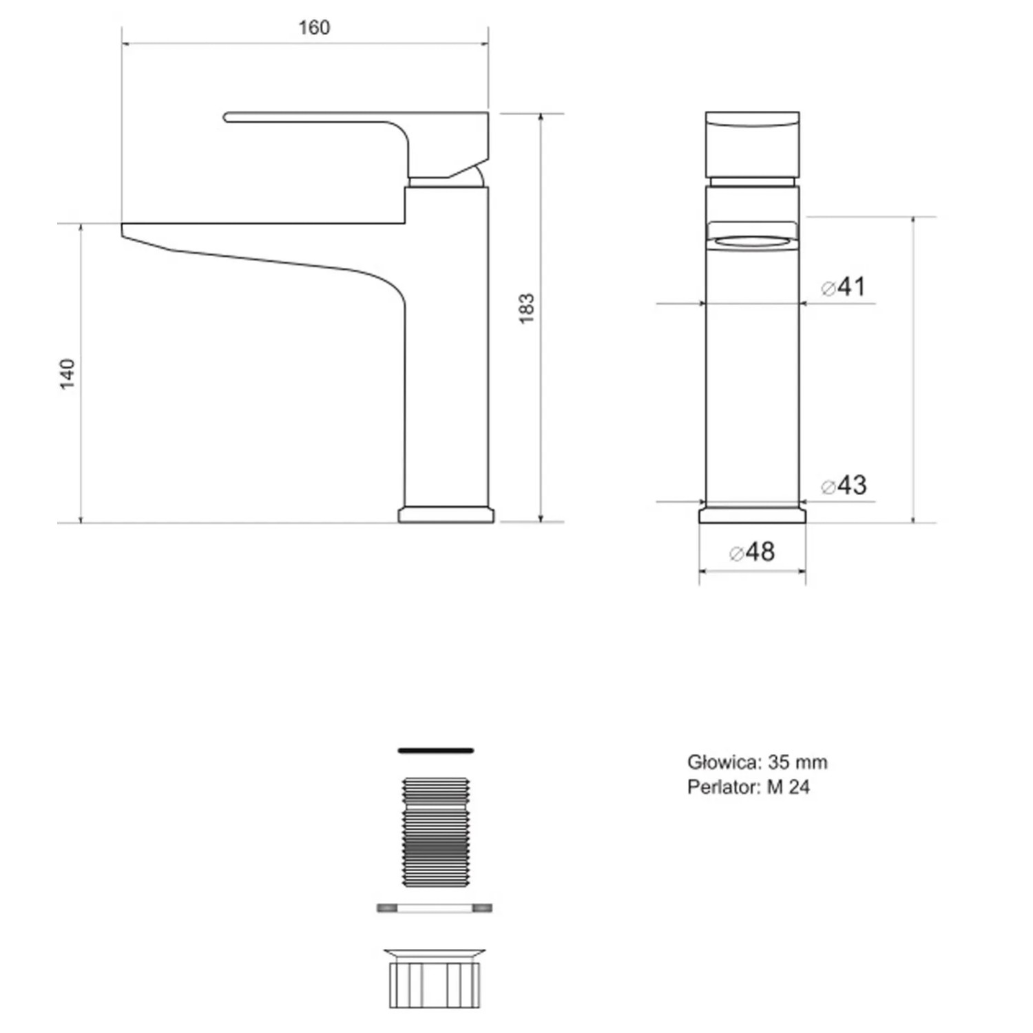 Liveno Bateria umywalkowa Kappa gun grey_4