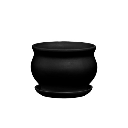 Doniczka z podstawką Kokarda czarny mat - 17,5 cm