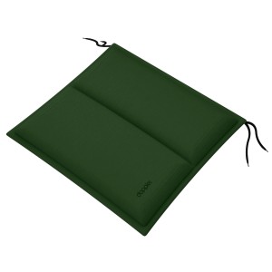 Zielona poduszka na krzesło ogrodowe t.b.t. z paskami mocującymi.