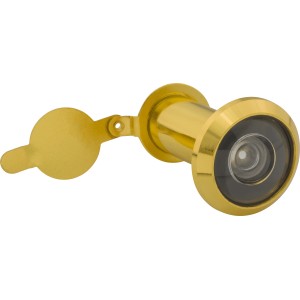 Złoty wizjer do drzwi z osłoną do drzwi wejściowych.