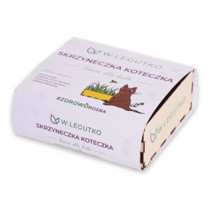 Opakowanie nasion kociej trawy 'Skrzyneczka Koteczka' od W. Legutko.