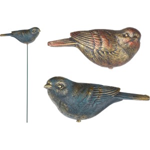 Dekoracyjne figurki ogrodowe: Trzy ptaki w kolorze brązu jako dekoracja ogrodowa.