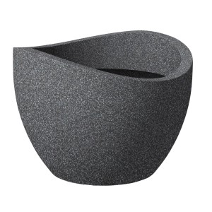Donica Scheurich Wave Globe, Ø 30 cm, Czarny-Granit, zakrzywiony kształt.