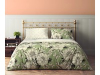 Pościel bawełniana FLOVERY 160 x 200 cm zielone kwiaty