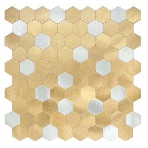 Mozaika ścienna samoprzylepna hexagon Złoto 29x28,5