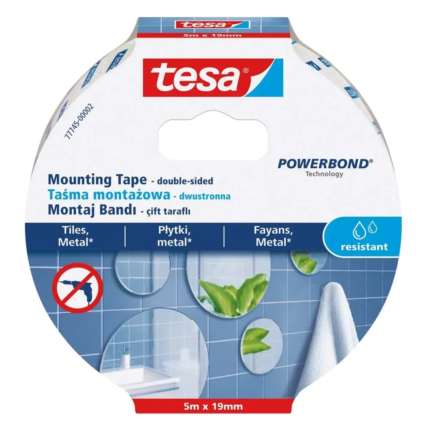 Tesa Taśma montażowa do luster 5 m x 19 mm