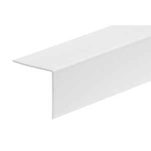 Biały profil kątowy z tworzywa sztucznego.