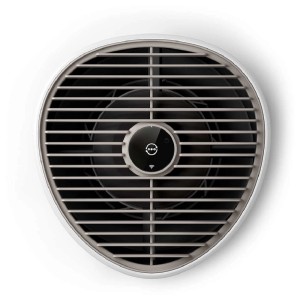 Biały oczyszczacz powietrza t.b.t. z kratką i panelem sterowania, widok z góry.