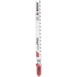 Brzeszczot do wyrzynarki Bosch Pro T 102 H Clean do PVC, 3 sztuki, odpowiedni do czystego cięcia w PVC.