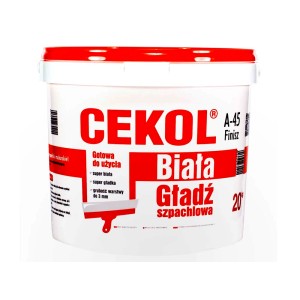 CEKOL A-45 Finish gładź szpachlowa, biała, wiadro 20 kg. Do gładkich ścian.