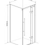Rysunek techniczny kwadratowej kabiny prysznicowej z wymiarami (900x900x1950mm).