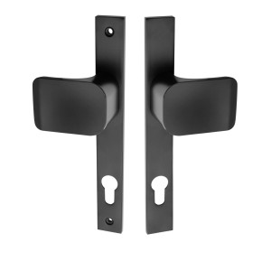 Czarne klamki do drzwi (para) do drzwi wewnętrznych, nowoczesny design.