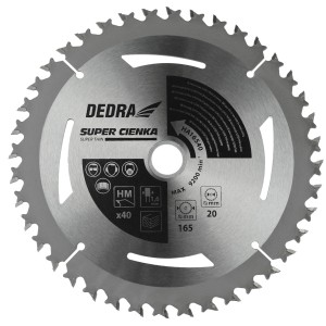 Tarcza pilarska Dedra do obróbki drewna. Średnica 165 mm, 40 zębów.