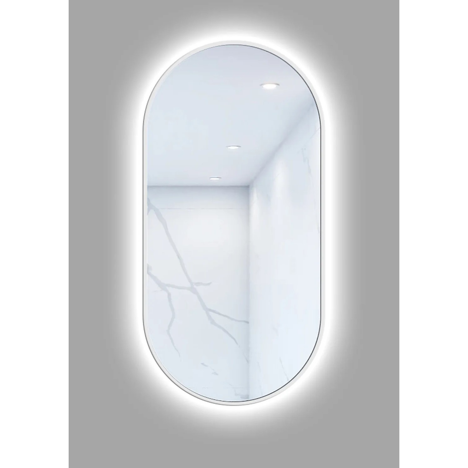 Lustro z LED Oval Line biała rama 100x50